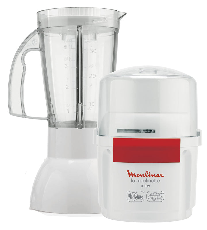 Moulinex AR6801 Chopper &amp; Blender La Moulinette 800 W + Blender Double Blade Edelstahl 200 g und 750