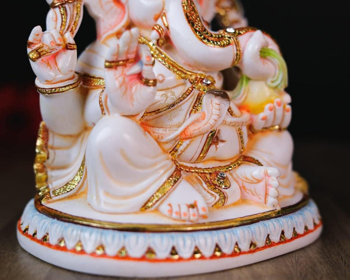 SHIVAJI ARTS Ganesha Statue, Marmor, Weiss, 19 cm, 1 Stück