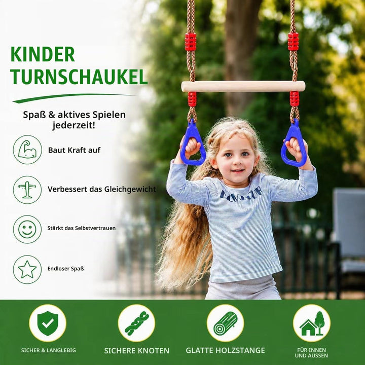 Multifunktions Kinderholz Trapeze Schaukel mit Kunststoffringen Turnringe Ringe zum Aufhängen belast