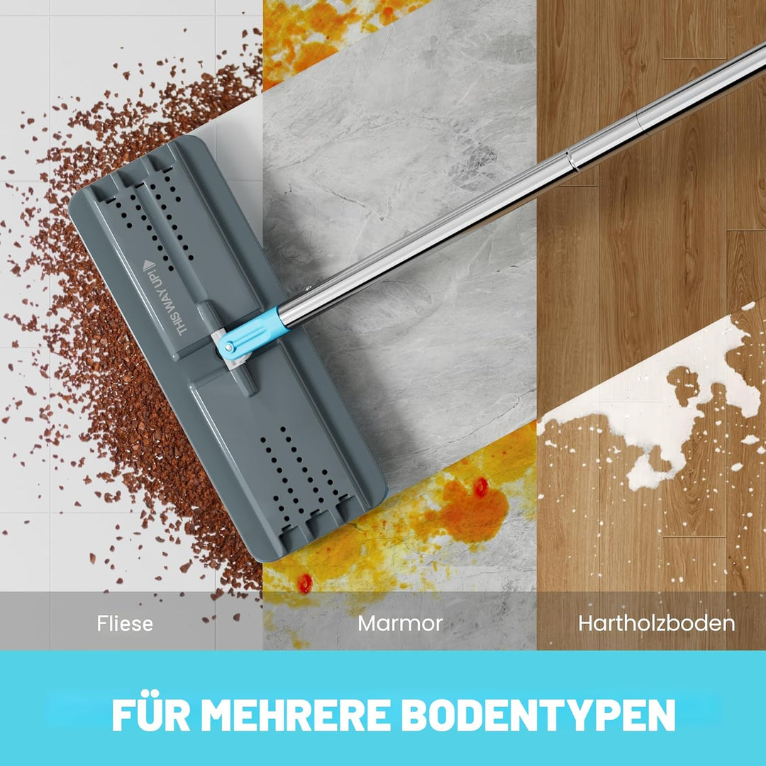 JOYMOOP Wischmopp- und Eimer-Set mit Auswringer, mit 5 wiederverwendbaren Mikrofaser-Wischpads, Wisc