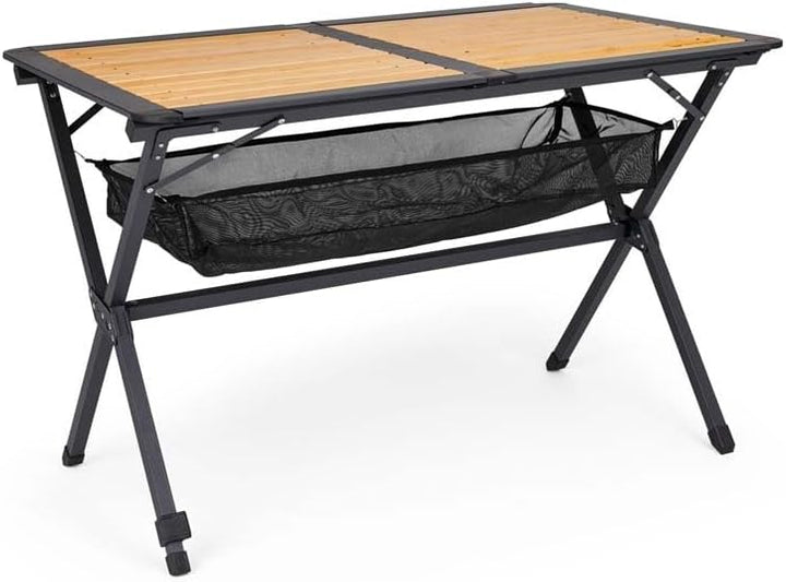 BERGER Alu-Bambus Rolltisch │Markttisch Klapptisch Beistelltisch Gartentisch Campingtisch leicht & w