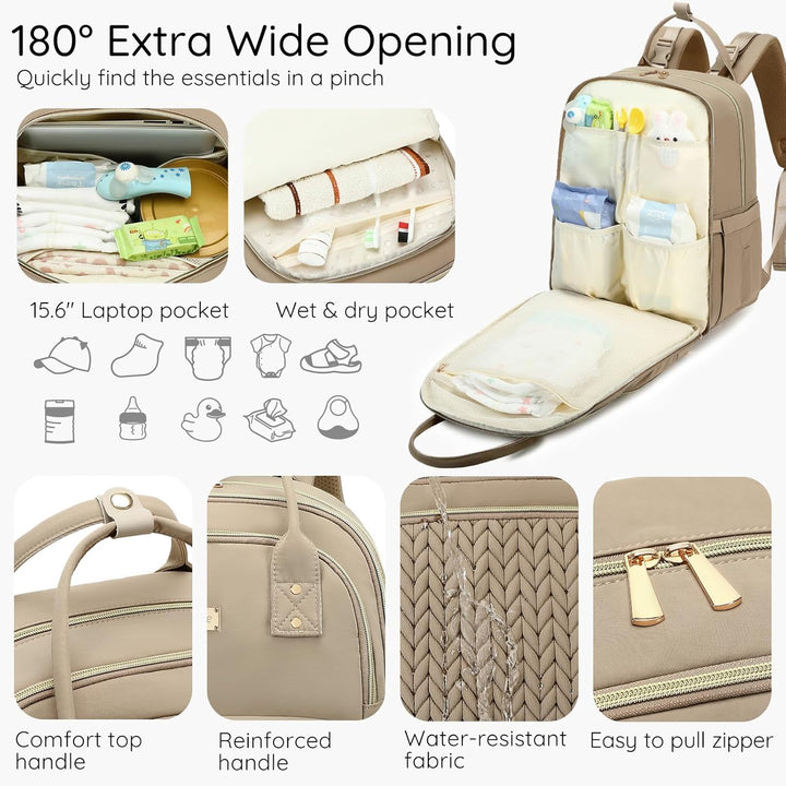 AIJIEKE Wickeltasche Rucksack, multifunktionale, wasserdichte Wickeltasche, Reiseutensilien, Babytas