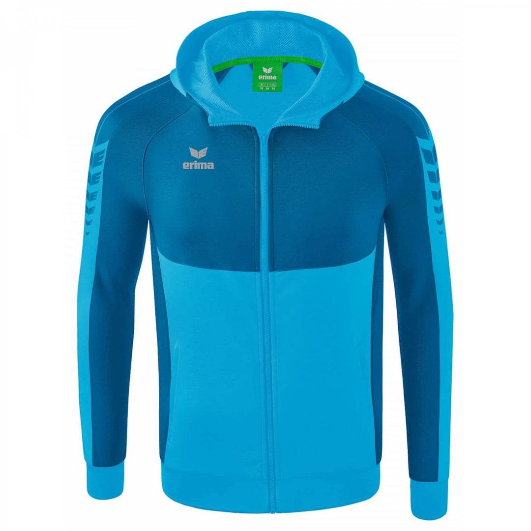 Erima Unisex Kinder Six Wings Trainingsjacke mit Kapuze 116 Curacao/Mykonos, 116 Curacao/Mykonos