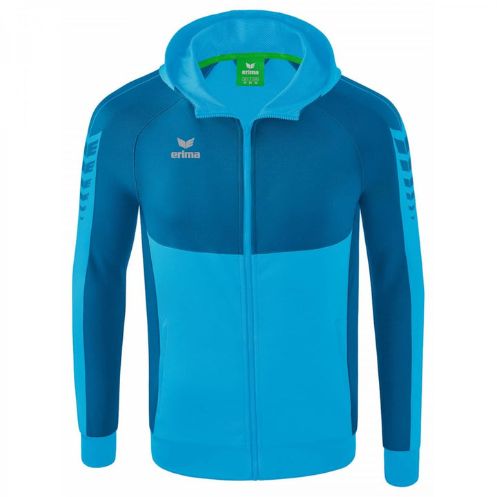 Erima Unisex Kinder Six Wings Trainingsjacke mit Kapuze 116 Curacao/Mykonos, 116 Curacao/Mykonos