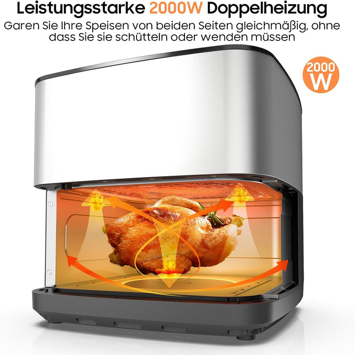 Iceagle Heissluftfritteuse 9L XXL - 2000W Airfryer mit Ober- und Unterheizung | Heissluftfritteuse m