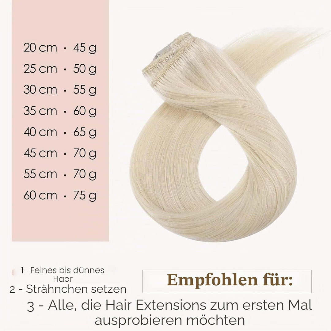 TESS Clip in Extensions Echthaar, 8pcs Clip in Haarverlängerung Remy Echt Haare Natürliche 18 Clips
