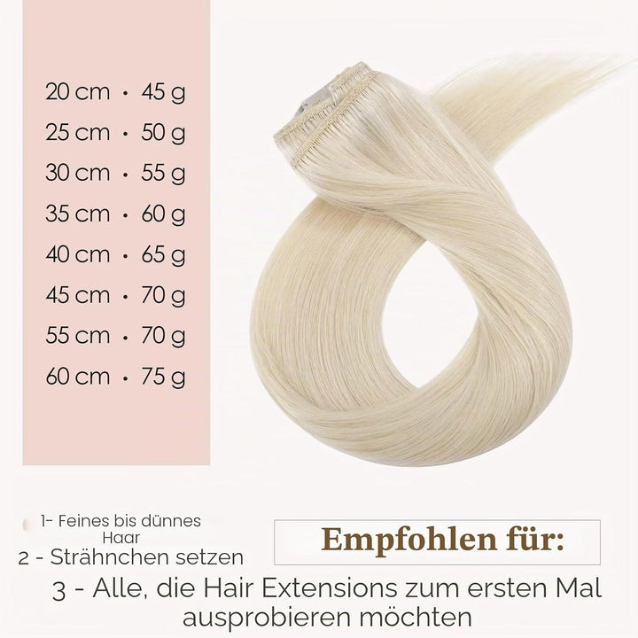 TESS Clip in Extensions Echthaar, 8pcs Clip in Haarverlängerung Remy Echt Haare Natürliche 18 Clips