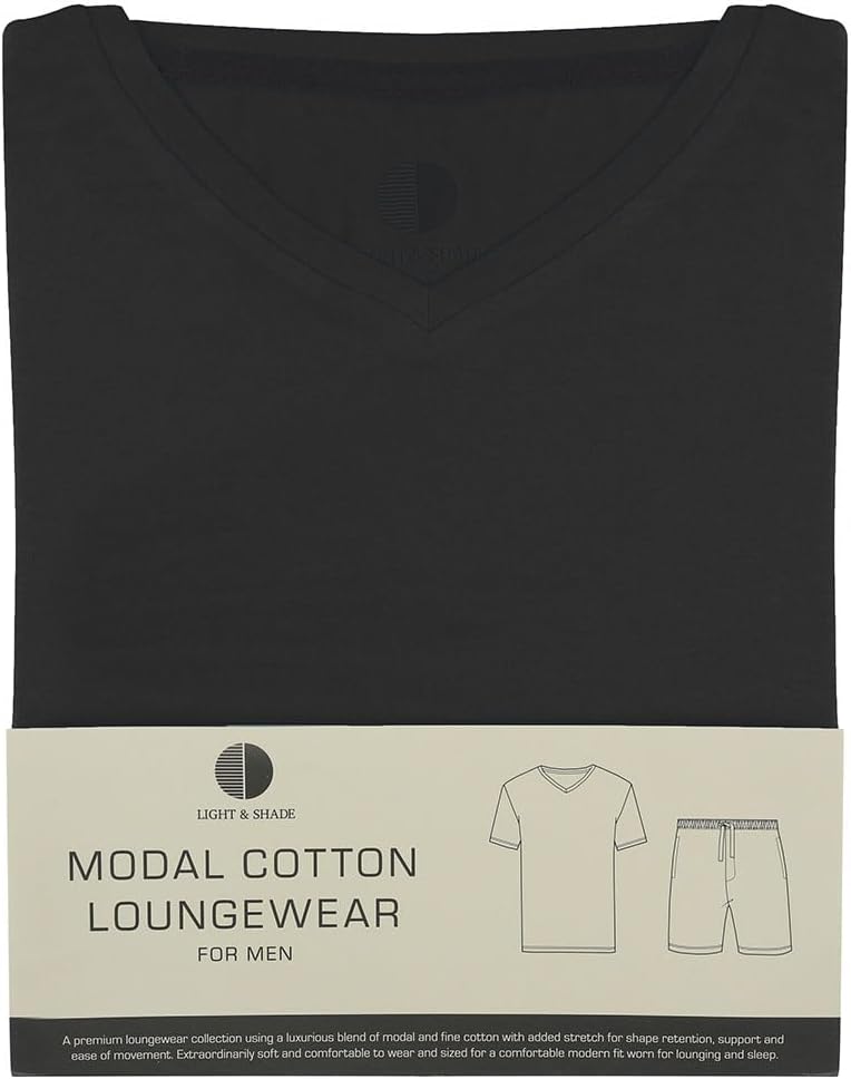 Light & Shade Pyjama-Set mit Oberteil und kurzer Hose für Herren, Schwarz, M M Schwarz, M Schwarz