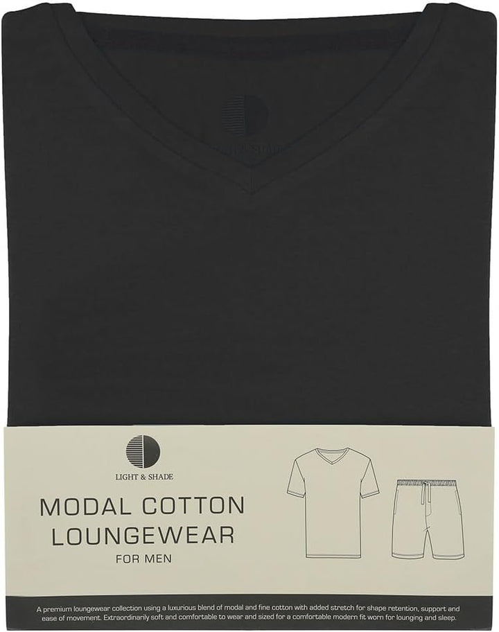 Light & Shade Pyjama-Set mit Oberteil und kurzer Hose für Herren, Schwarz, M M Schwarz, M Schwarz