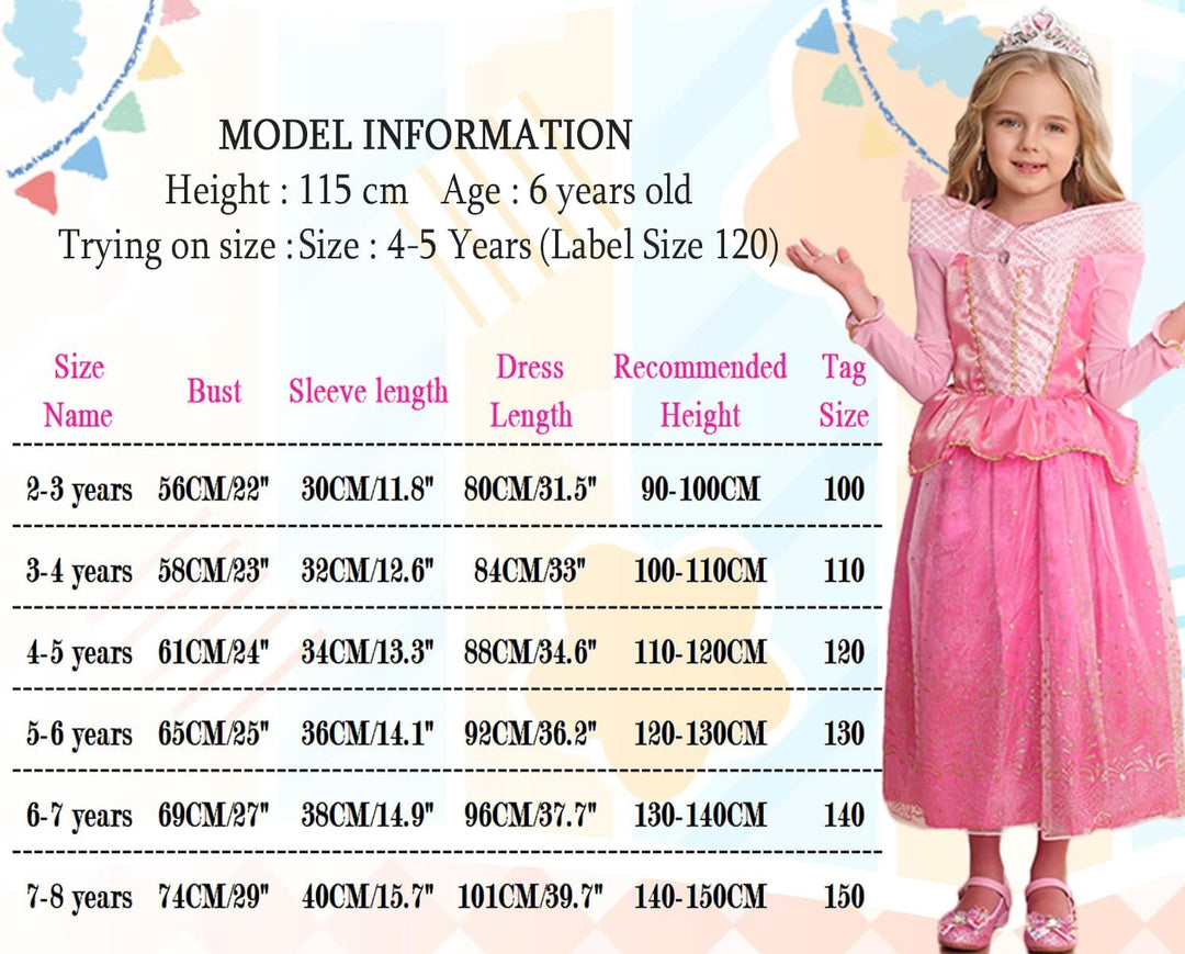 Tyidalin Mädchen Prinzessin Aurora Kleid Kinder Dornröschen Kostüm Geburtstag Party Weihnachten Hall