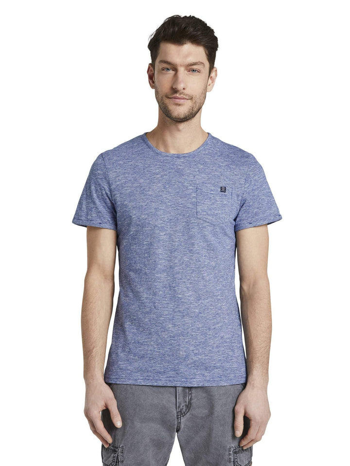 TOM TAILOR Herren T-Shirts/Tops Strukturiertes T-Shirt mit Brusttasche Blue dot Structure,M,23393,60