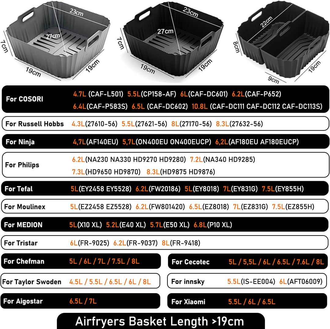 4 Stück Airfryer Silikonform für Heissluftfritteuse, Air Fryer Zubehör Wiederverwendba Silikon Einsa
