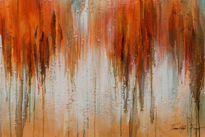 KunstLoft Leinwandbild | 100% HANDGEMALT | 120x60cm | Gemälde 'Herbst in Orange' | Abstrakt | Orange