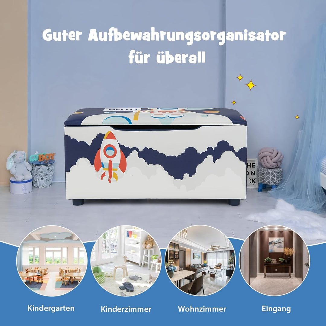 COSTWAY Gepolsterte Spielzeugkiste, Kinder Aufbewahrungsbox mit abnehmbarem Deckel, vielseitige Spie