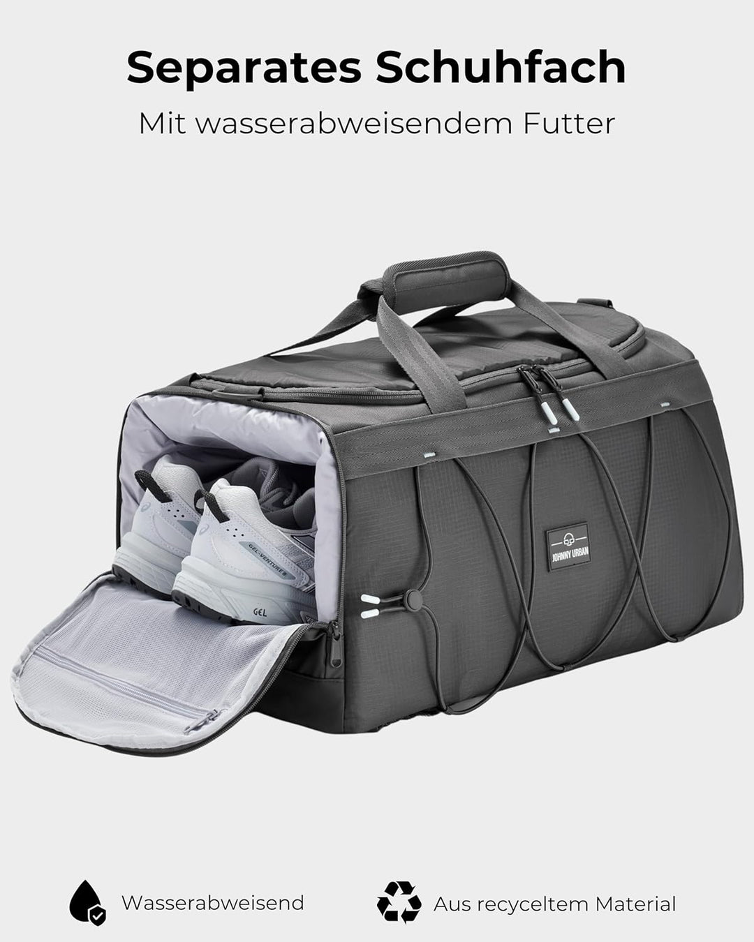 Johnny Urban Sporttasche Herren & Damen Grau - Shawn - 2 in 1 Tasche mit Rucksackfunktion für Reise