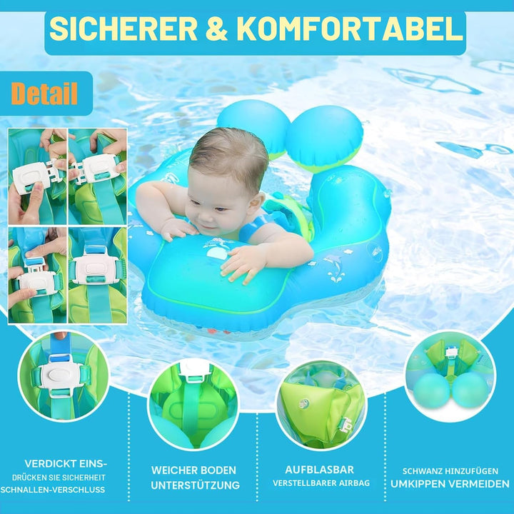 Schwimmring für Neugeborene, 3–12 Monate, Orange, aufblasbarer Baby-Pool-Schwimmring mit Sicherheits