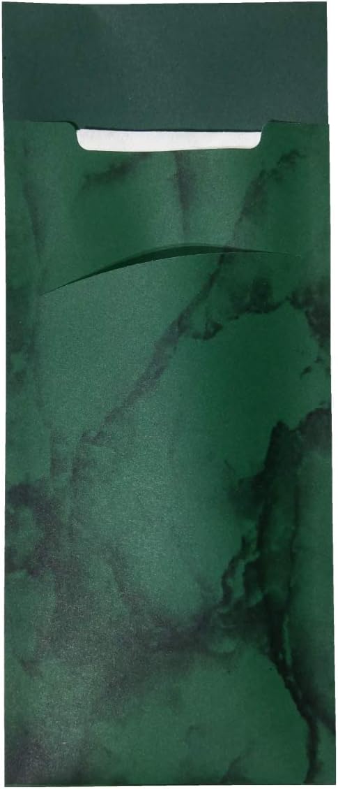 520 Bestecktaschen mit Serviette dunkelgrün marmoriert 20 cm 520 Stück Dunkelgrün, 520 Stück Dunkelg