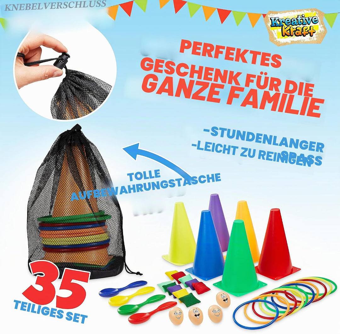 KreativeKraft Outdoor Spiele für Kinder Set Kindergeburtstag Spiele für Draussen Party Wurfspiele Ga