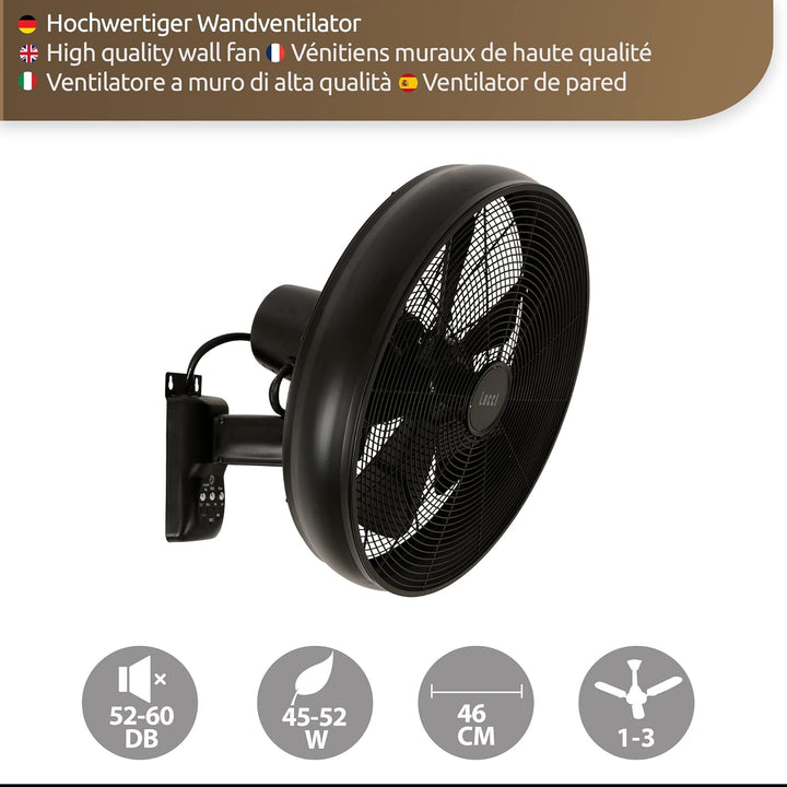 LUCCI AIR Breeze Wandventilator mit Fernbedienung, Stahl,