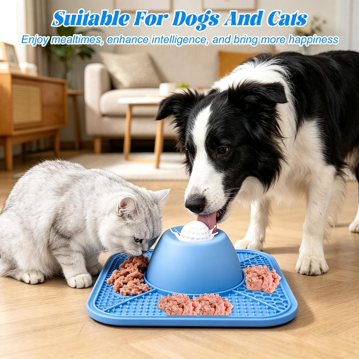2-in-1 Schleckball Hundenapf & Schleckmatte Hund für Flüssige Dickflüssige Snacks,rutschfest Silikon