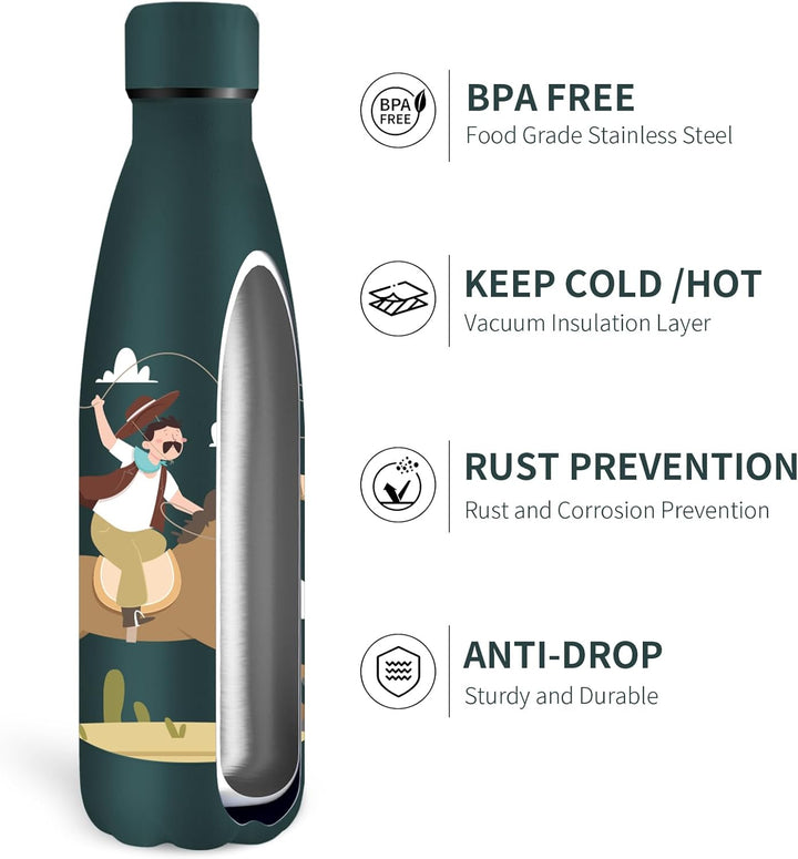 Grsta Trinkflasche 500ml, Trinkflasche Edelstahl, Wasserflasche für Kohlensäurehaltige Getränke, Iso