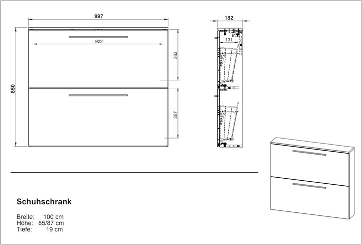 Germania Schuhschrank 3883-549 GW-Wildomar, in Graphit/Navarra-Eiche-Nb., Platz für bis zu 8 Paar Sc