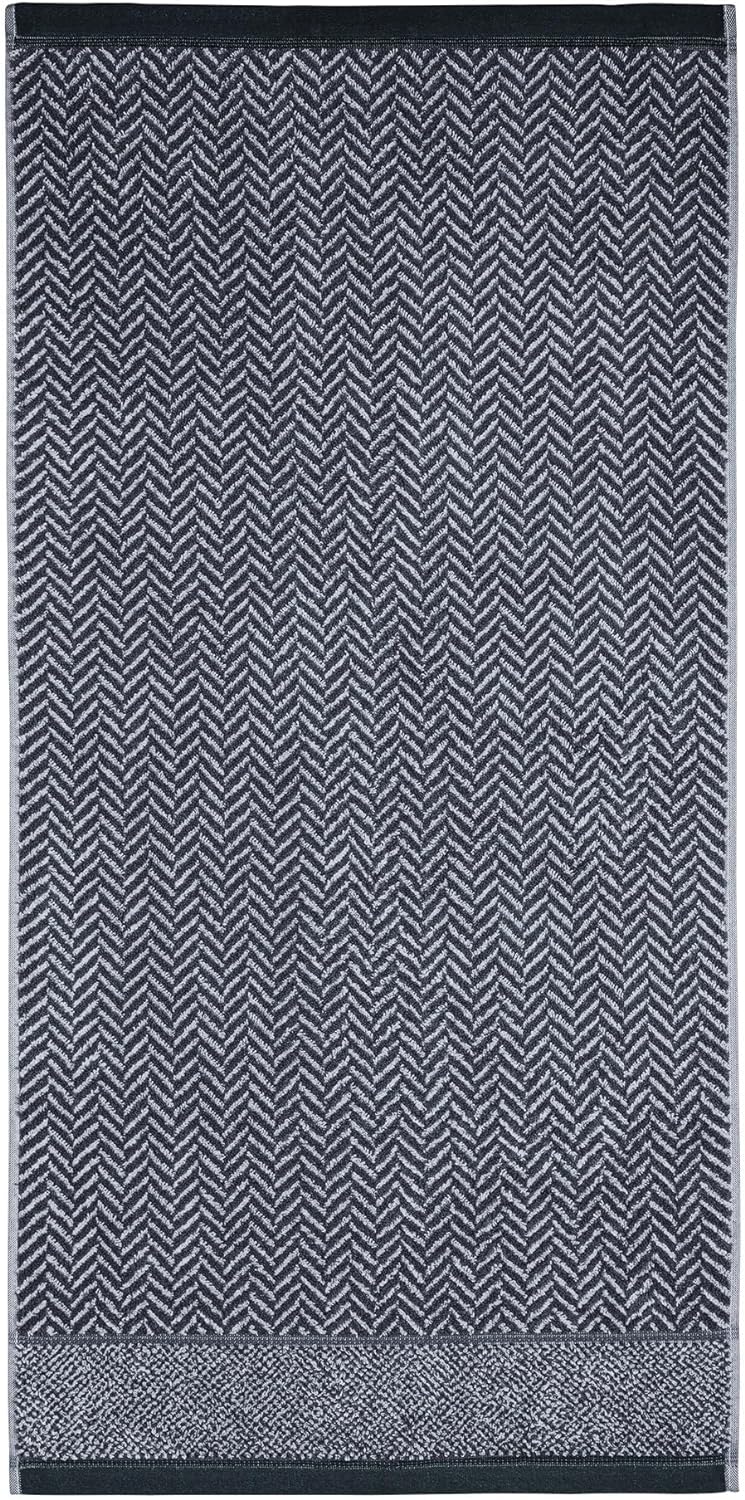 herzbach home Duschtuch 2er Set 100% Baumwolle 70x140 cm Gemustert, anthrazit 2 Duschtücher 70x140 c