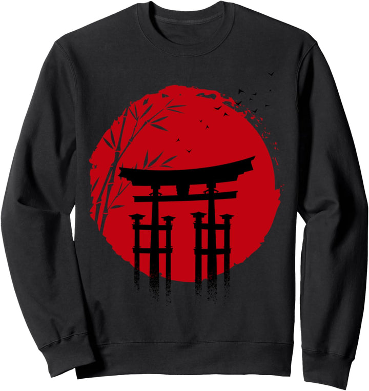 Japanische Sonne rot tempel Graphic Design Sweatshirt