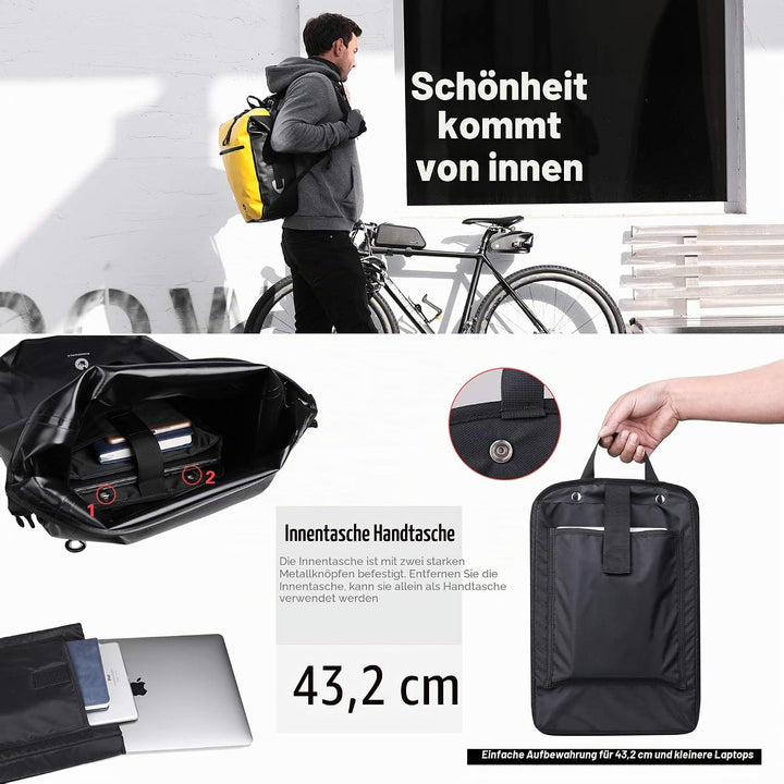 BAIGIO 3 in 1 Fahrradtasche für Gepäckträger 27-30L Wasserdicht Gepäckträgertasche Fahrrad Tasche hi