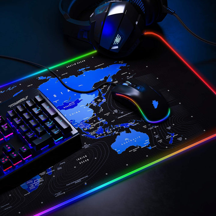 Titanwolf - RGB Gaming Mauspad - 800x300 mm - XXL Mousepad - LED Multi Color - 7 LED Farben Plus 4 E