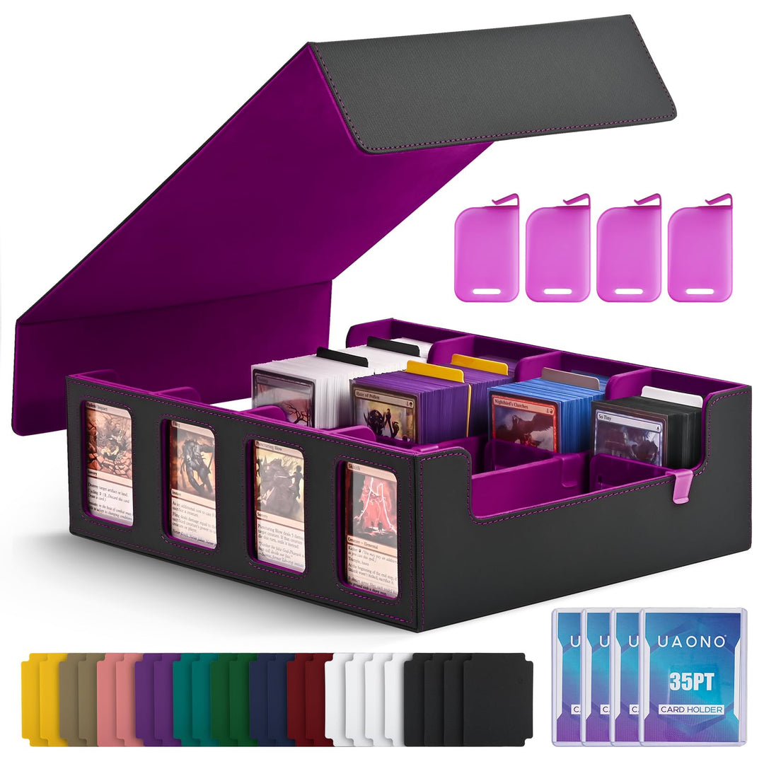 Trading Card Storage Box für Commander Display, 2400+ MTG Deck Box mit 4 Top Loaders, TCG Card Case