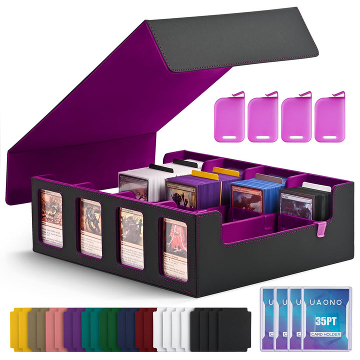 Trading Card Storage Box für Commander Display, 2400+ MTG Deck Box mit 4 Top Loaders, TCG Card Case