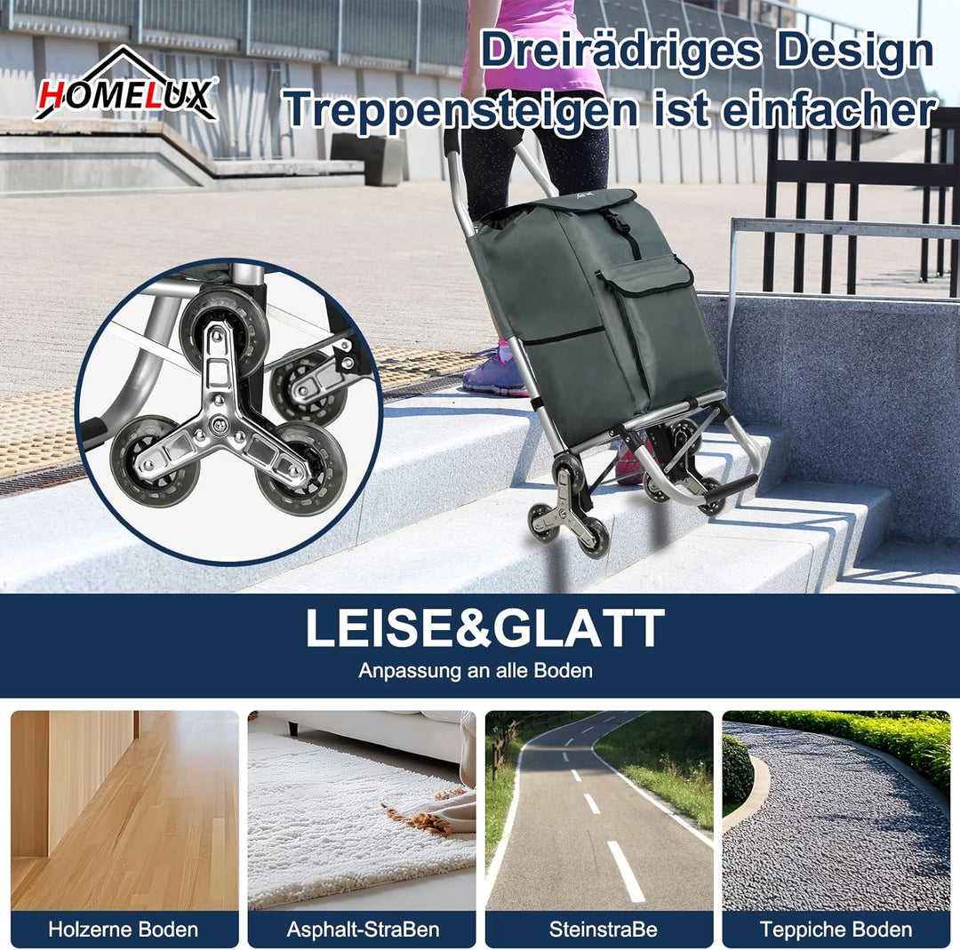 Einkaufstrolley, HOMELUX klappbar, Stabiler Einkaufswagen, grosse Kapazität 41 L, multifunktional, H