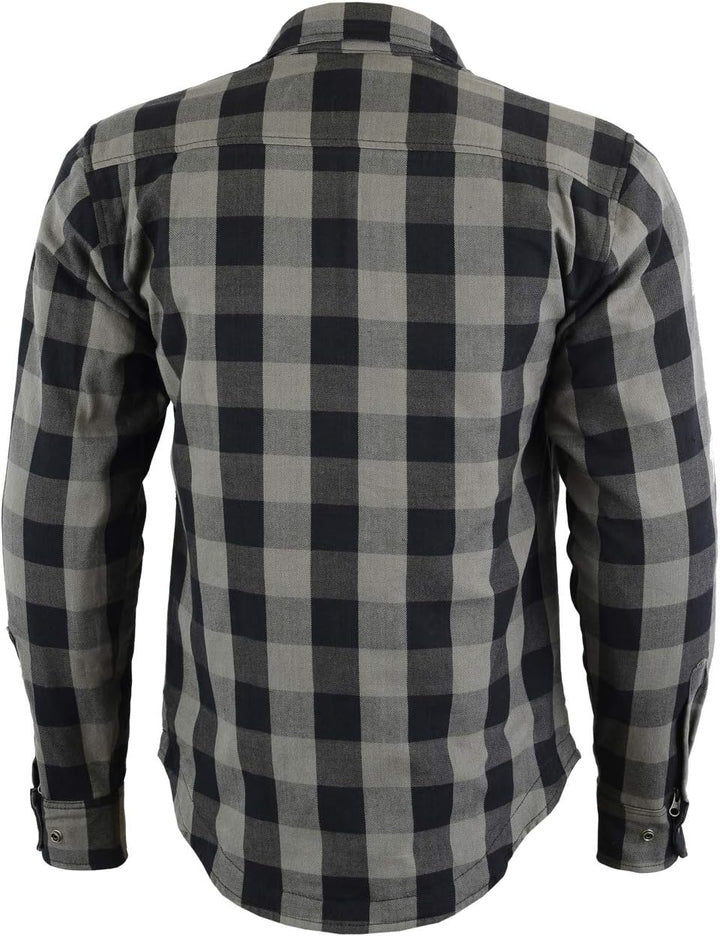 Motorrad Kevlar Aramid gefüttert Schutz Flanell Hemd, (L, Grau/Schwarz) L Grau, Grau Schwarz, L Grau