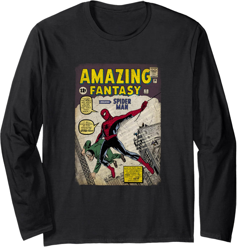 Marvel The Amazing Spider-Man Distressed Comic Cover Langarmshirt