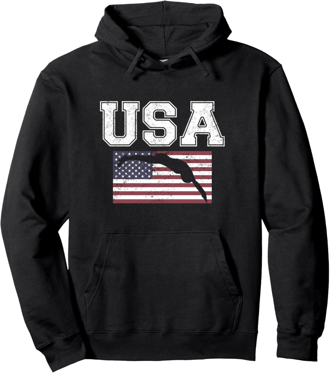 USA Swimming Shirt - US Swim Aquatic Sport Athlete Team Pullover Hoodie