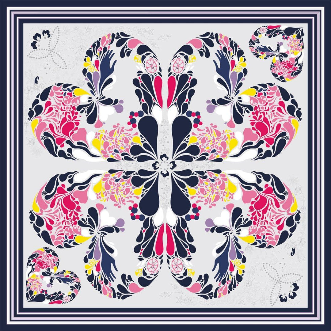 Lorenzo Cana Luxus Damentuch Seidentuch aufwändig bedruckt Tuch 100% Seide 70 cm x 70 cm harmonische