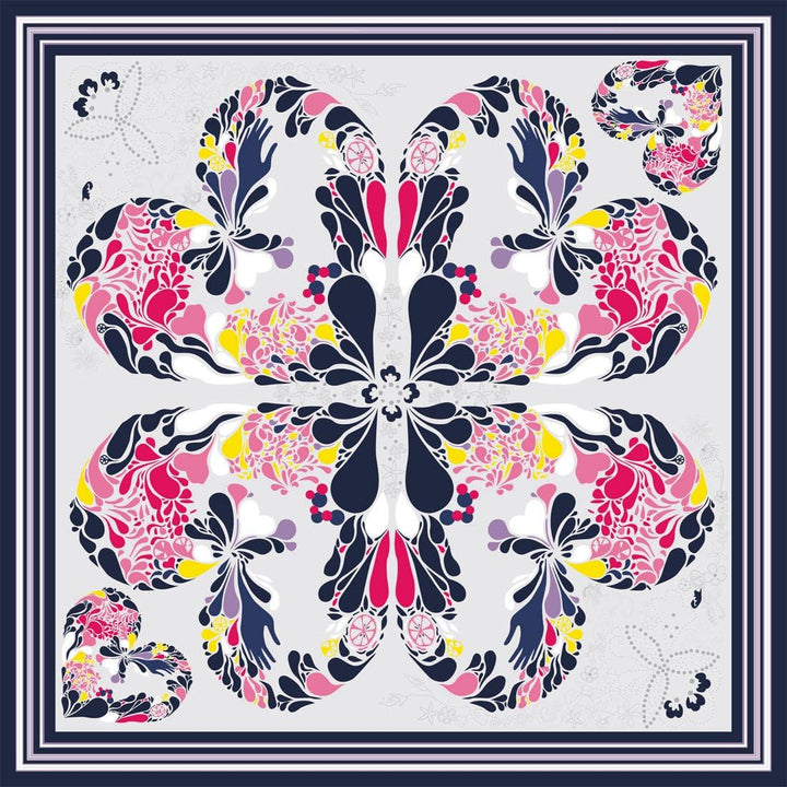Lorenzo Cana Luxus Damentuch Seidentuch aufwändig bedruckt Tuch 100% Seide 70 cm x 70 cm harmonische