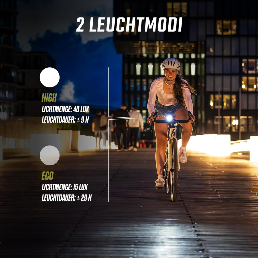 SIGMA Aura 40 | LED Fahrradlicht mit 40 LUX & USB-C | StVZO zugelassenes Vorderlicht mit 2 Leuchtmod