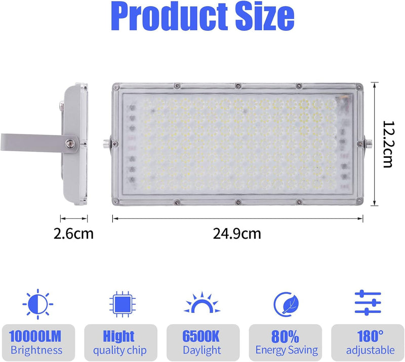 Bellanny LED Strahler 100W, 10000LM Superhell LED Scheinwerfer Aussen, 6500K Kaltweiss LED Fluter, L