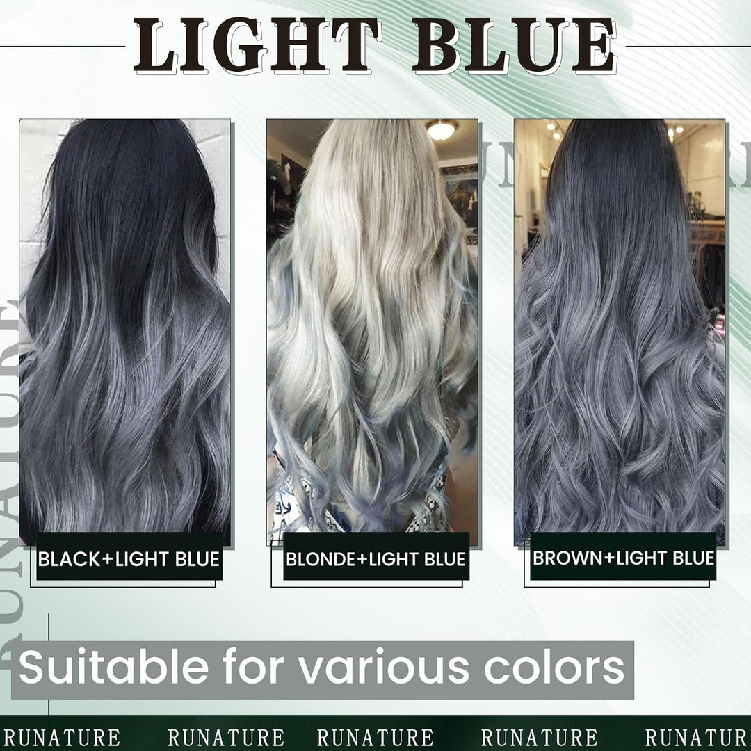 RUNATURE Keratine Extensions Echthaar Bonding Light Blue Bondings Echthaar Extensions U Tip Haarverl