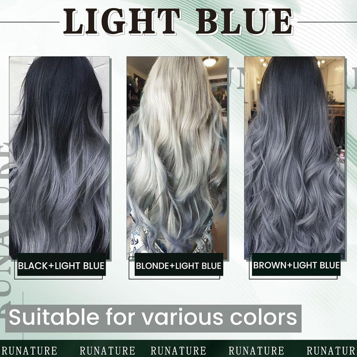 RUNATURE Keratine Extensions Echthaar Bonding Light Blue Bondings Echthaar Extensions U Tip Haarverl