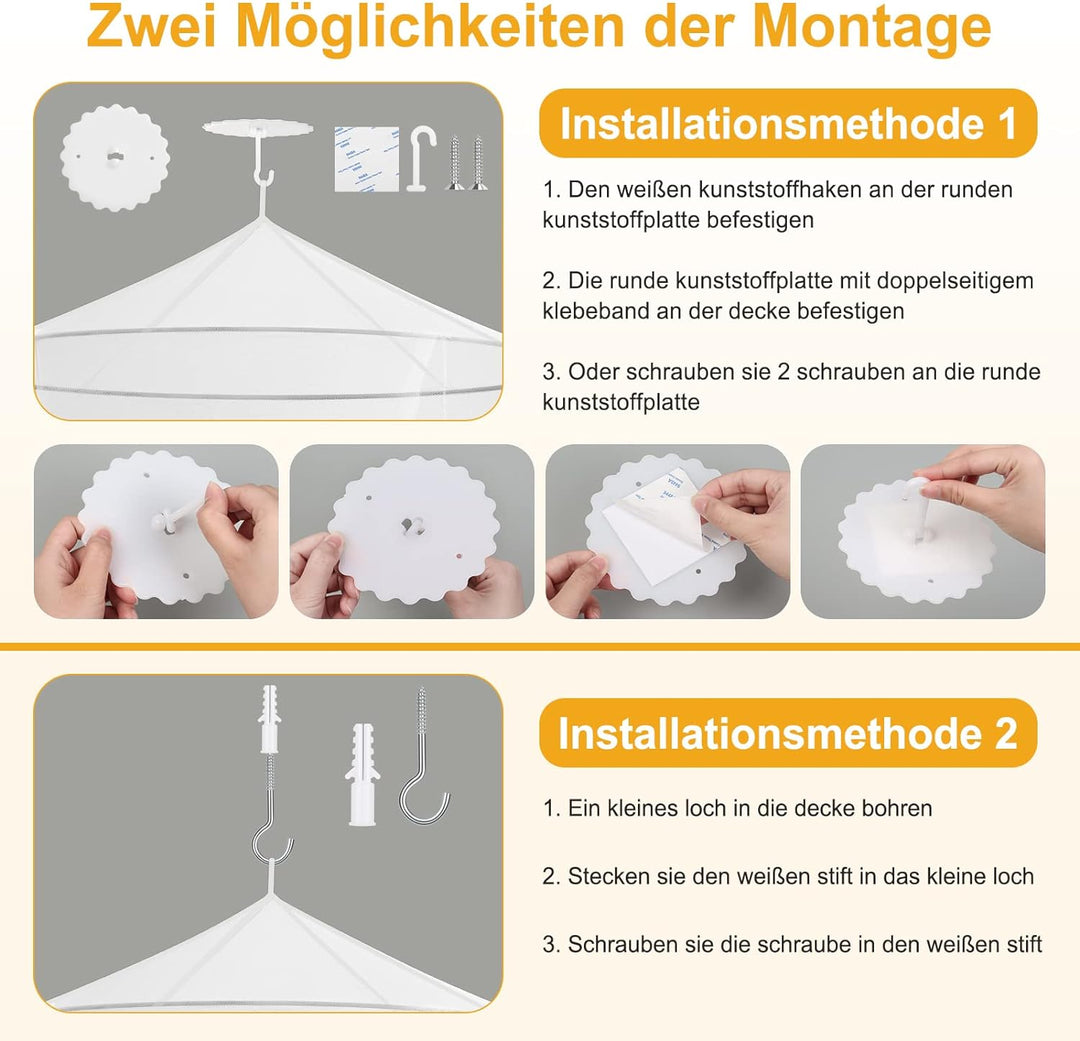 VEVOQIM Moskitonetz Bett für Doppelbett Einzelbett, Grosses Moskitonetz Reise Betthimmel Mückennetz