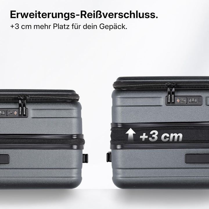 Koffer Expandierbar – Hartschalen-Trolley mit Oberseiten-Öffnung, Kompressionsgurt & extra Stauraum