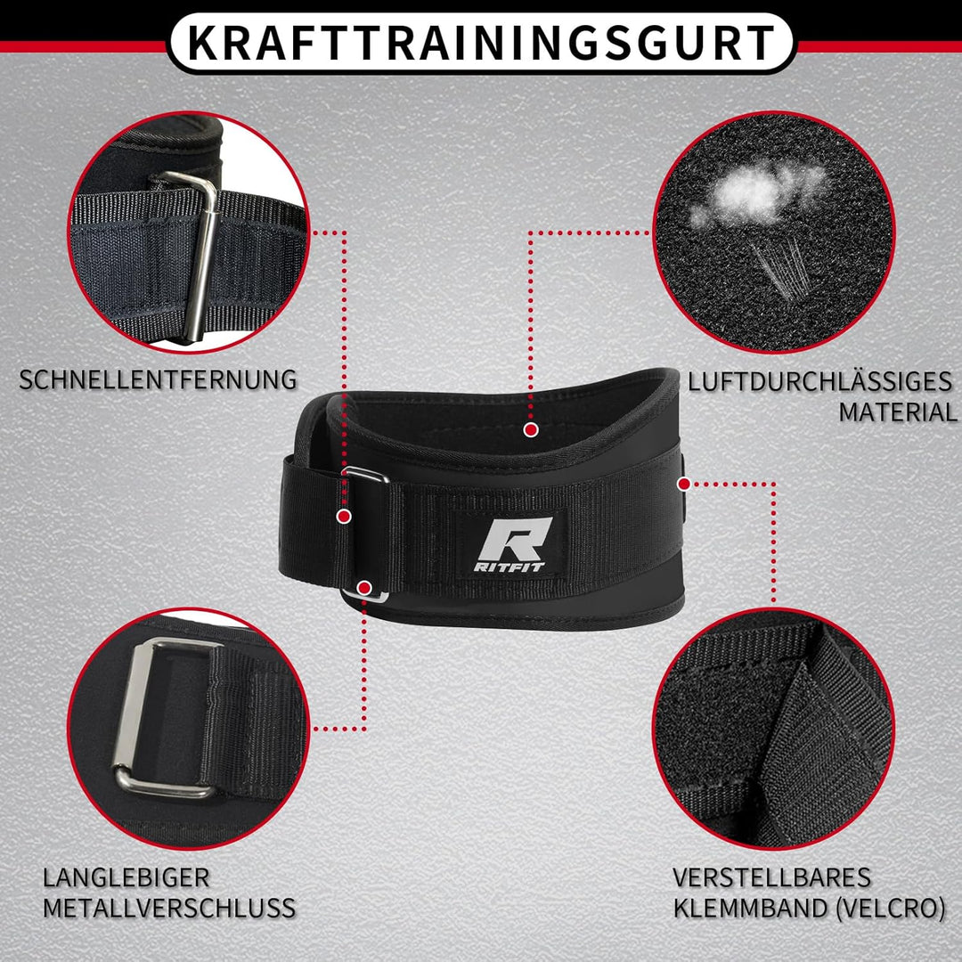 RitFit Gewichthebergürtel 15cm für Krafttraining - Stabiler Dip Belt für Bodybuilding, Gewichtheben,
