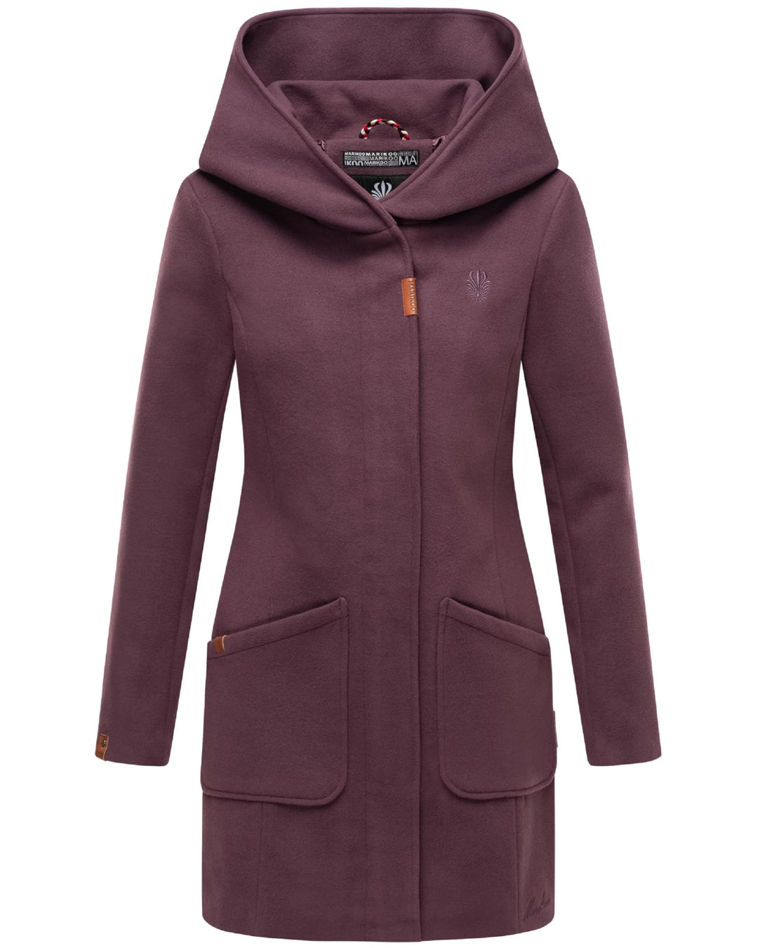MARIKOO Damen Mantel in Wolloptik Warmer Trenchcoat mit Kapuze Maikoo XS-5XL S Dusty Plum, S Dusty P
