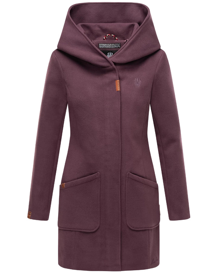 MARIKOO Damen Mantel in Wolloptik Warmer Trenchcoat mit Kapuze Maikoo XS-5XL S Dusty Plum, S Dusty P