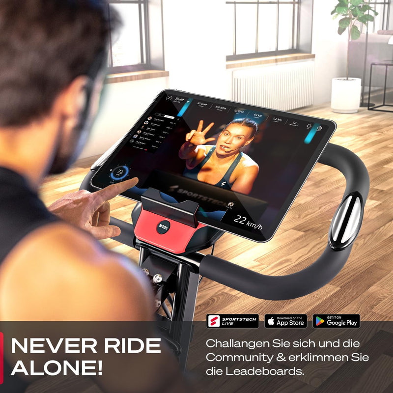 Fitness Fahrrad + Sportstech Live App mit Live- & On Demand-Kursen für Full Body Workout-Erlebnis |