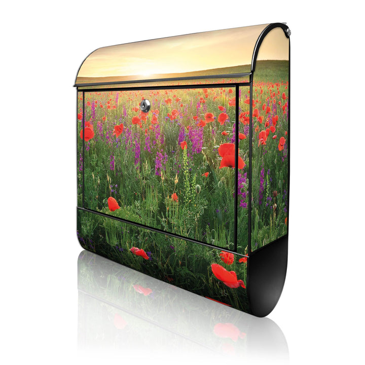 banjado Design Briefkasten 38,5x46,5x13cm & 2 Schlüssel - Briefkasten Stahl Schwarz mit Zeitungsfach