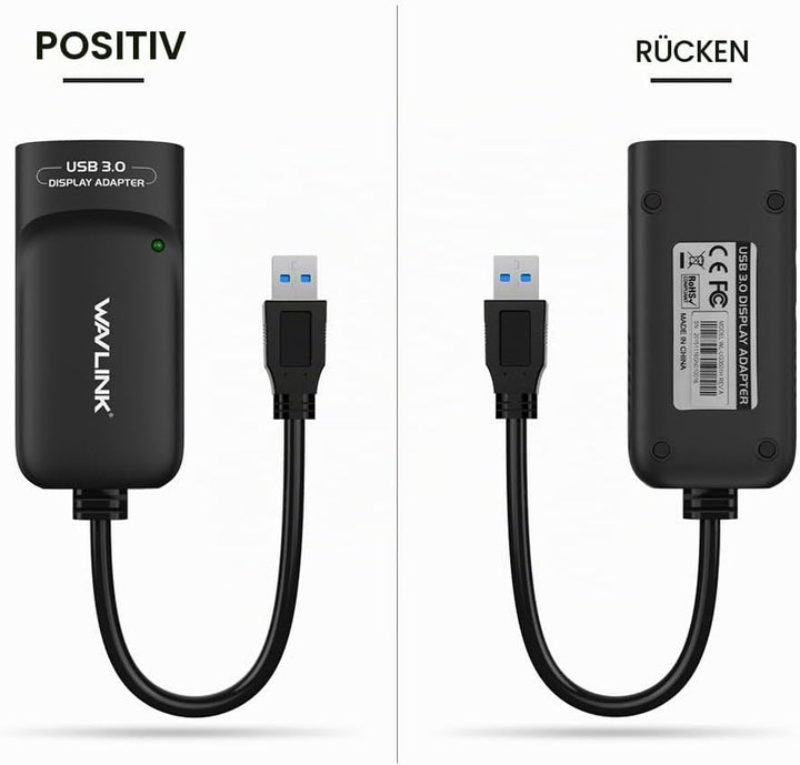 WAVLINK USB 3.0 zu HDMI Adapter Slim Externe Video Karte Display Monitor unterstützt 2048 × 1152 Auf
